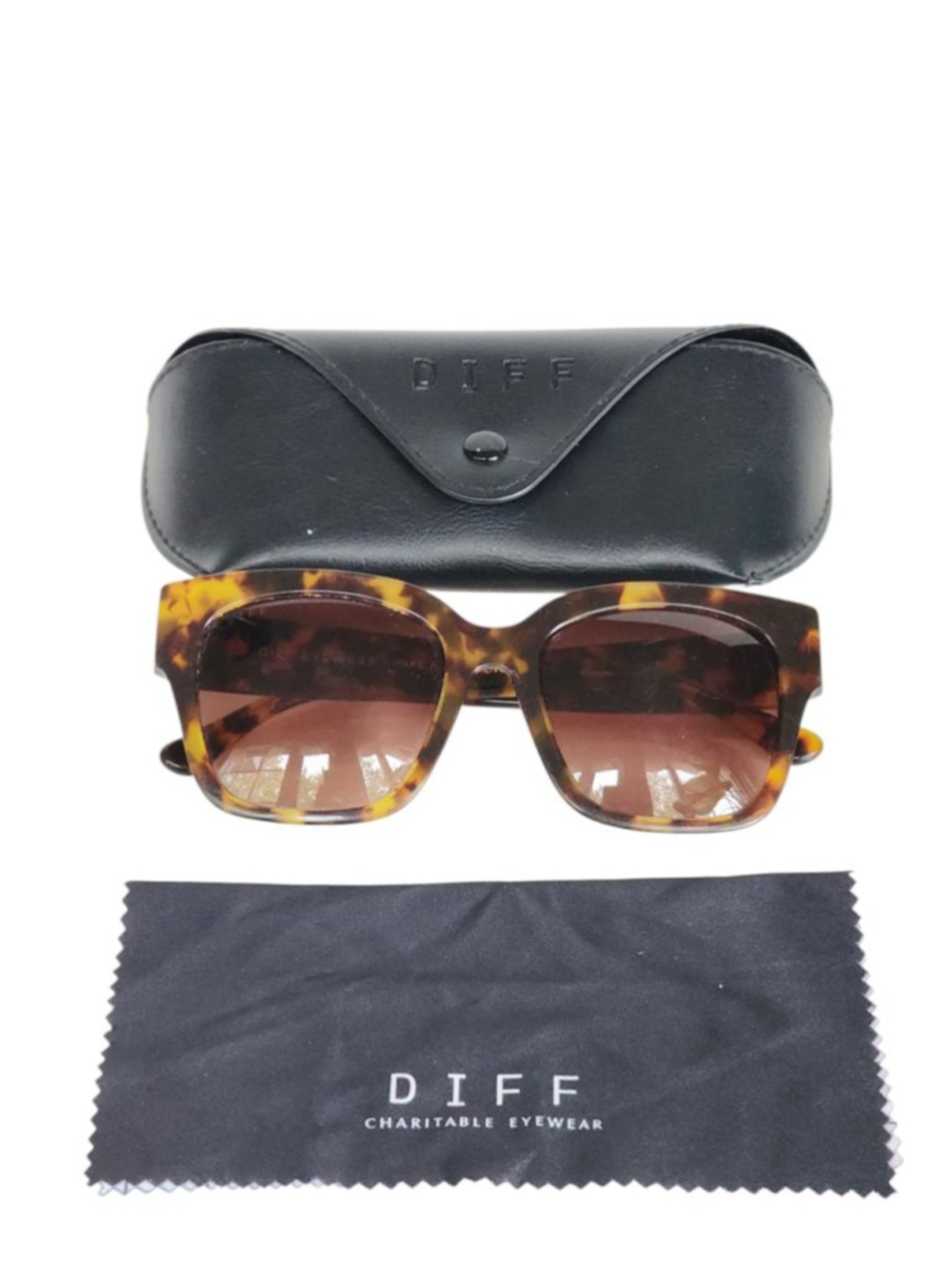 DIFF Bella II Tortoise Shell Square Oversized Sunglasses Brown Yellow